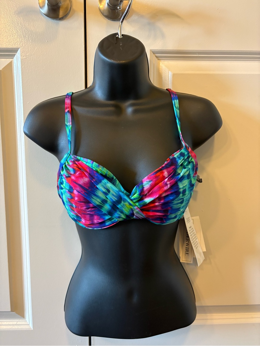 2bamboo Multicolor Twist Front Bikini Top - Blue, Pink, Green